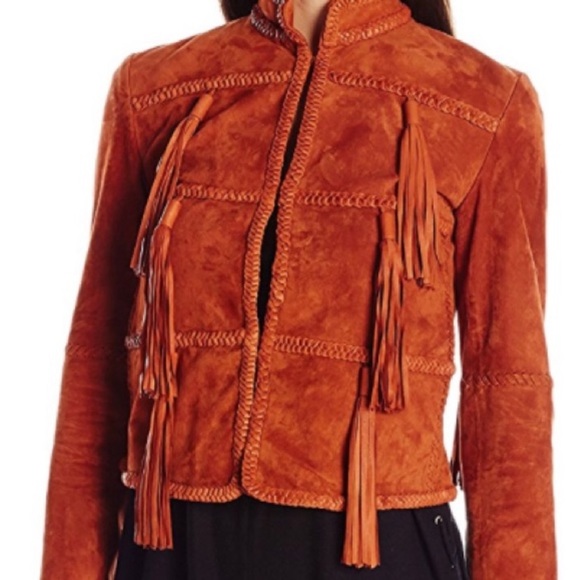 NWT Rust Rachel Zoe Suede Tassel Cropped Jacket 10 - Picture 4 of 6